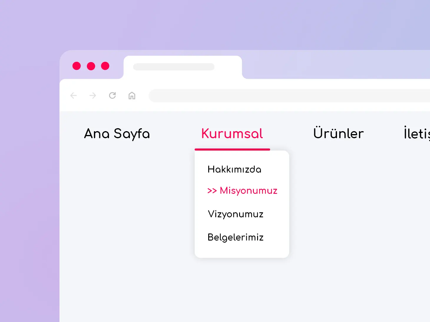 web site menü örnekleri
